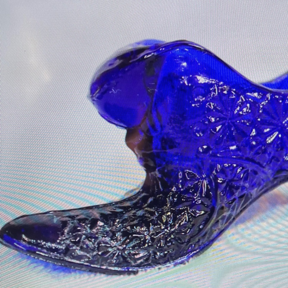 Vintage Fenton Like Blue Cobalt Glass Women's Shoe